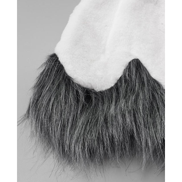 White Fur Faux Black Jacket Coat Long Sherpa Women's