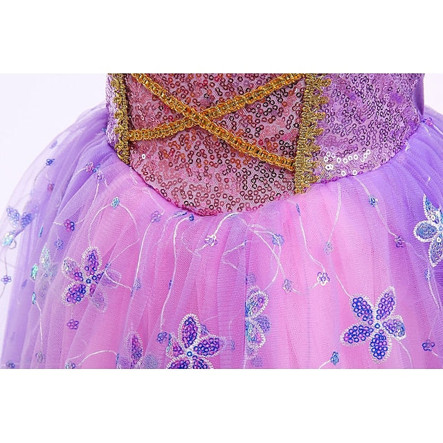 Flower Cosplay Princess Rapunzel Girl Dress Cloak