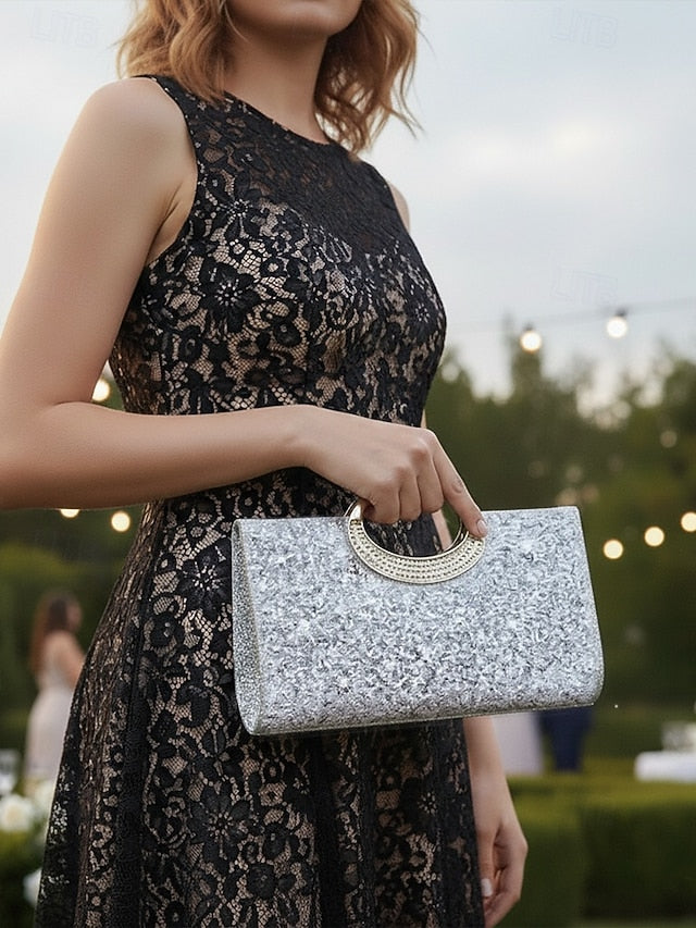 with Silver Women's Evening Clutch Bag Glitter Gold