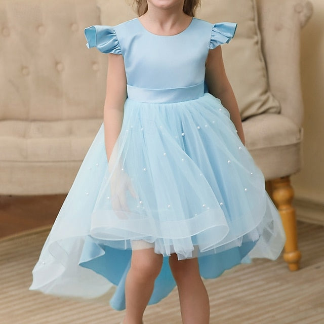 Kids Girl Solid Party Dress Flower Girls' Color