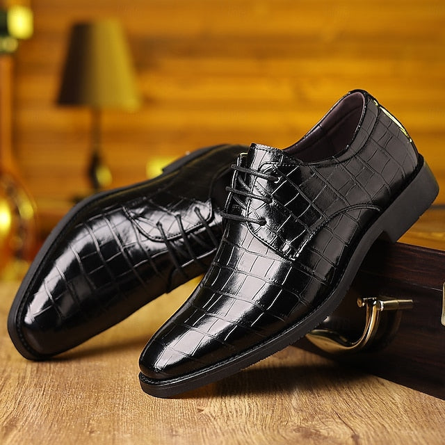 – Crocodile Faux Shoes Print Men's Leather Green Oxford