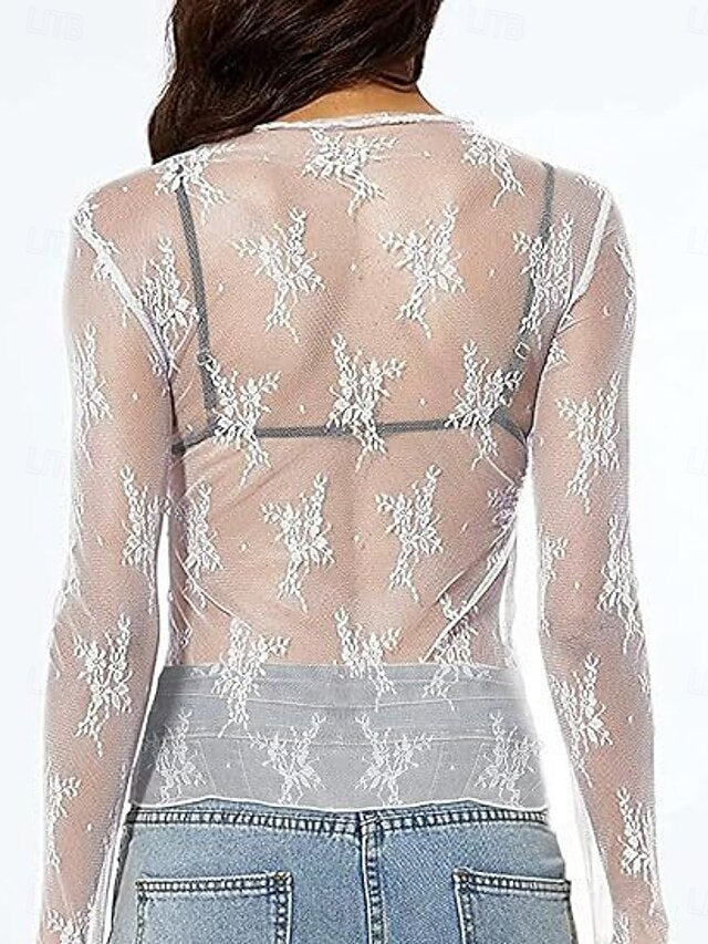 Women's Popover Shirt Casual Shirt Blouse Lace Patchwork