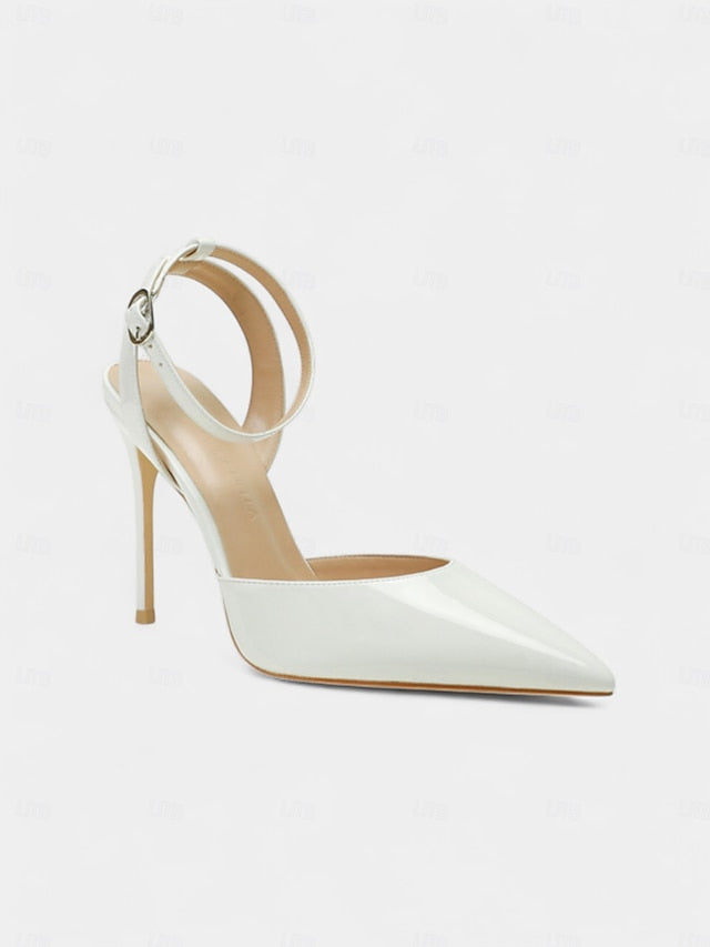 Stiletto Leather Heels Patent Nude Women's Slingback -