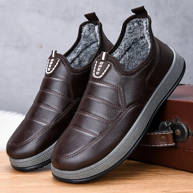 Loafers Boots PU Winter Slip-Ons lined Fleece Men's