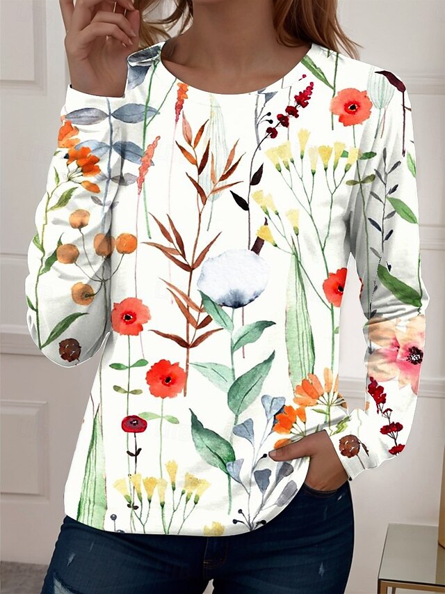 Women's T Shirt Print Floral Graphic Gradient Elegant
