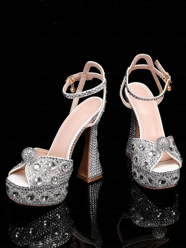 Glamorous Crystal-Embellished Women's with Sandals Platform