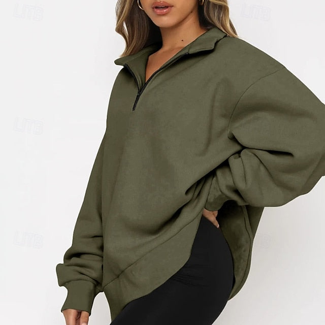 Women's Track Top Pullover Quarter Zip Long Sleeve Top
