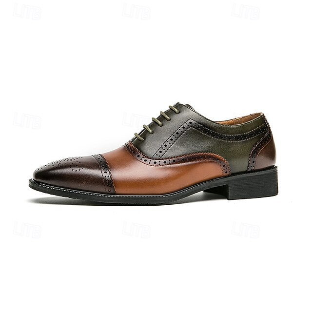 Shoes Wingtip – Leather Black and Men's Faux Oxford Brown