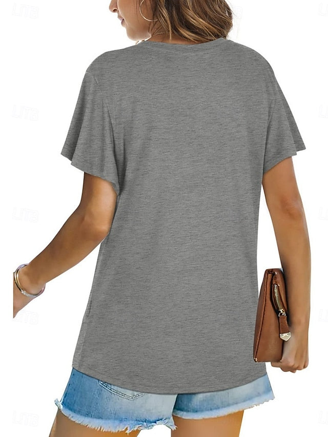 Women's T Shirt Solid Color Plain Classic Modern Casual
