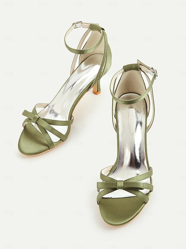 Kitten 1950s Strappy Women's Satin Heel Vintage Green