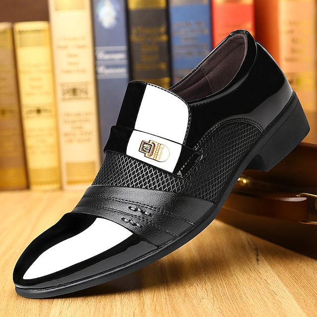 – Men's Patent Leather Formal Loafers Slip-On Faux