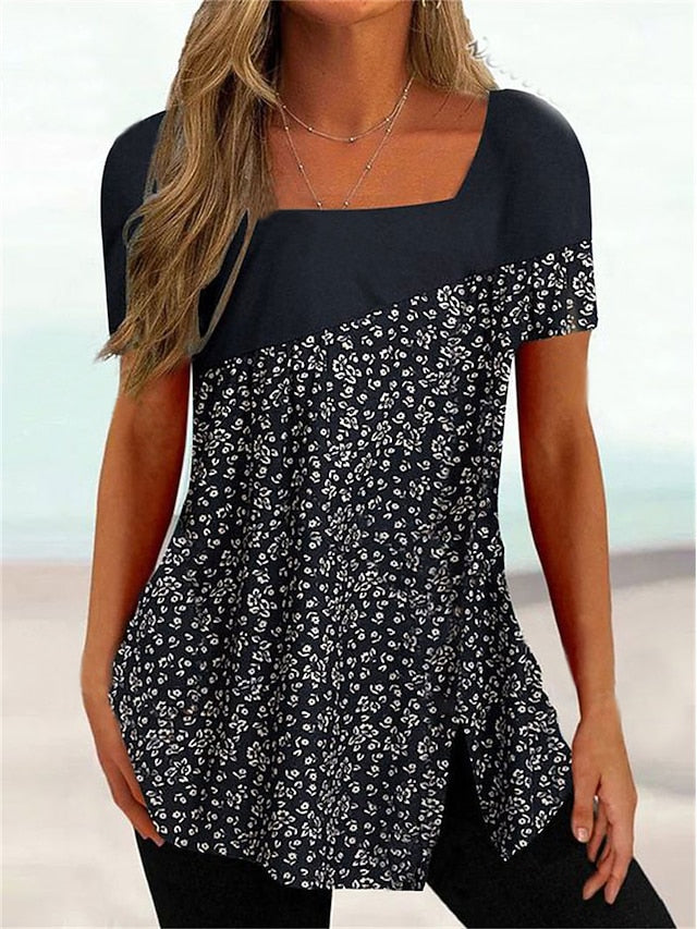 Women's Plus Size T Shirt Tunic Basic Floral Striped Print