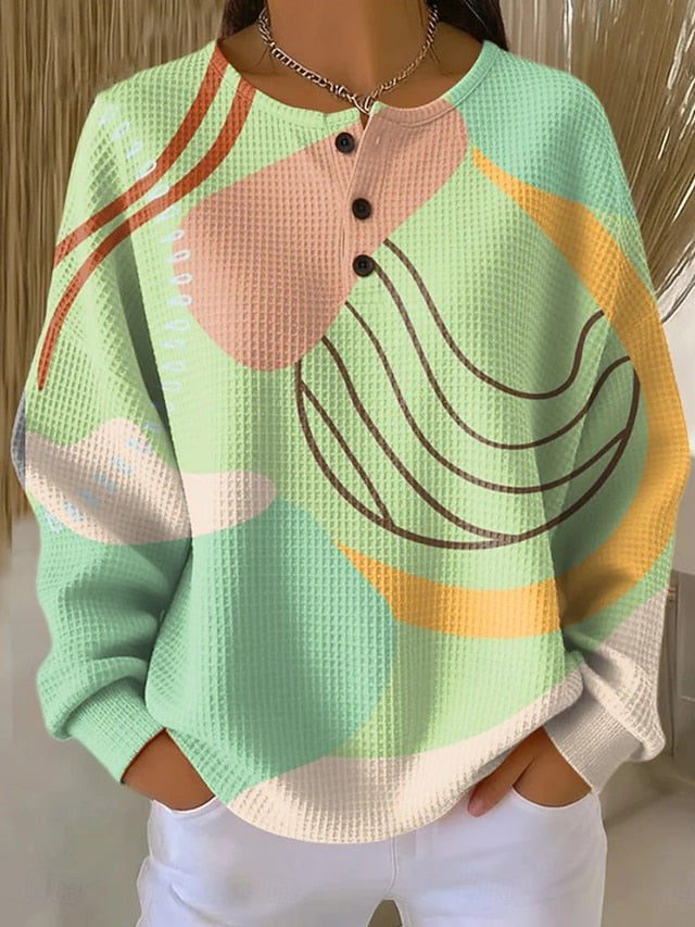 Women's Pullover Sweatshirt Geometric Abstract Casual Long