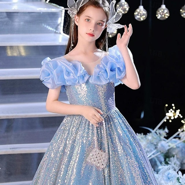 Sleeveless Solid Kids Girls' Party Dress Performance Color