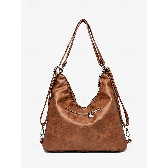 Pockets Hobo with Leather Multiple Women's Bag Faux Brown