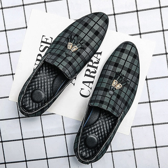 Men's with Tassel Elegant Loafers Plaid Decoration –