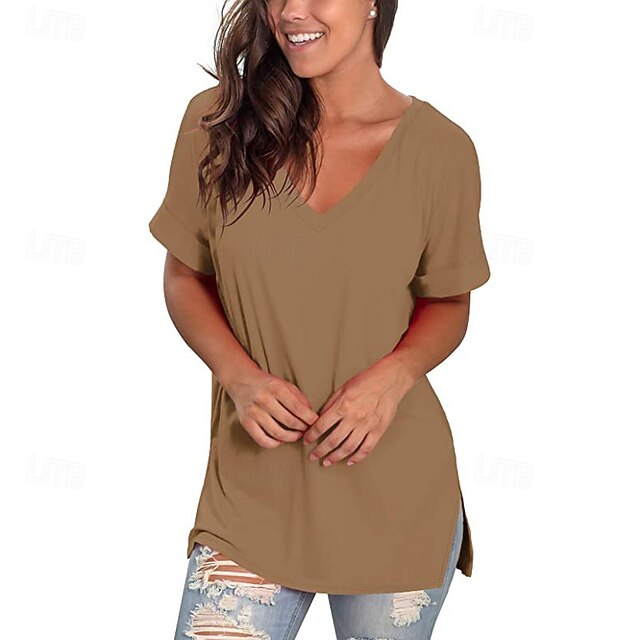 Women's T Shirt Tee Top Solid Color Graphic Plain Fashion