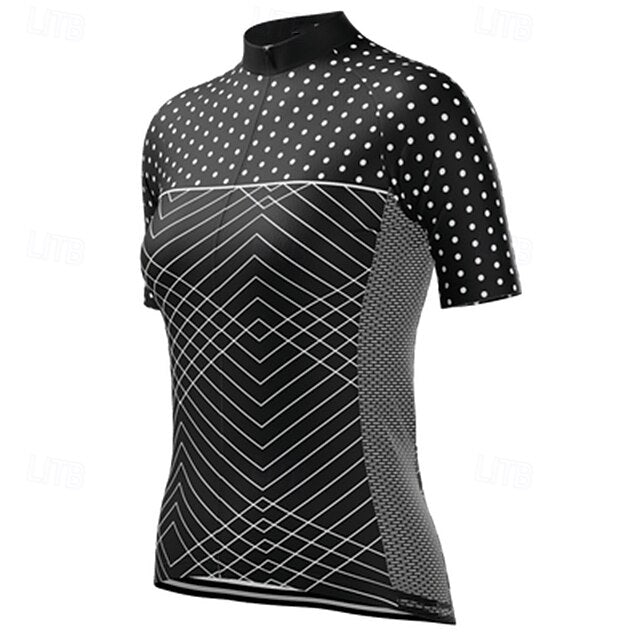 Women's Cycling Jersey Polka Dot Short Sleeve Bike Tee