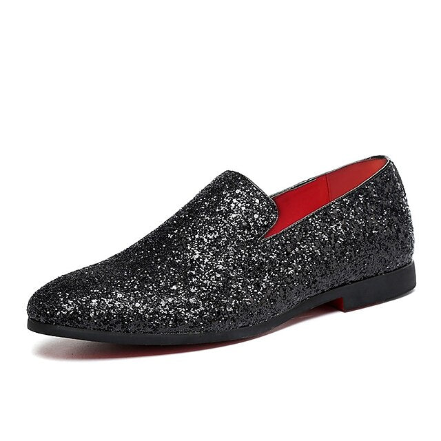 Slip-On Loafers Glitter with and Men's Design Silver
