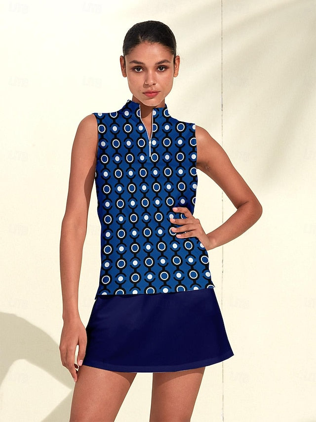 Women's Golf Polo Shirt Pink Sleeveless Top Ladies Golf