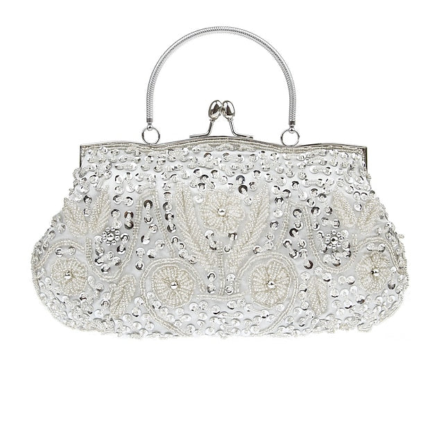 Women's Purse Beaded Vintage Clutch – Evening White