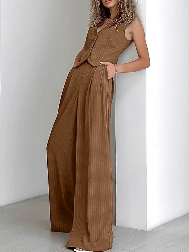 Women's Two Piece Sets Vest Pants Sets Sleeveless V Neck