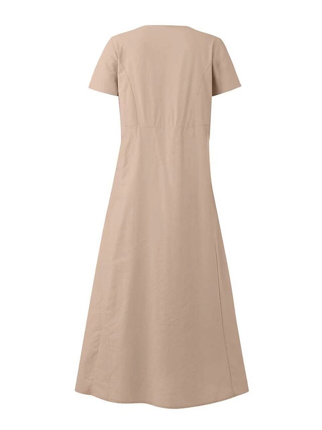 Women's Long Dress Maxi Dress Faux Cotton Linen Casual