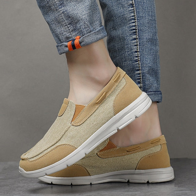 Beige Canvas – Men's Lightweight Loafers Slip-On