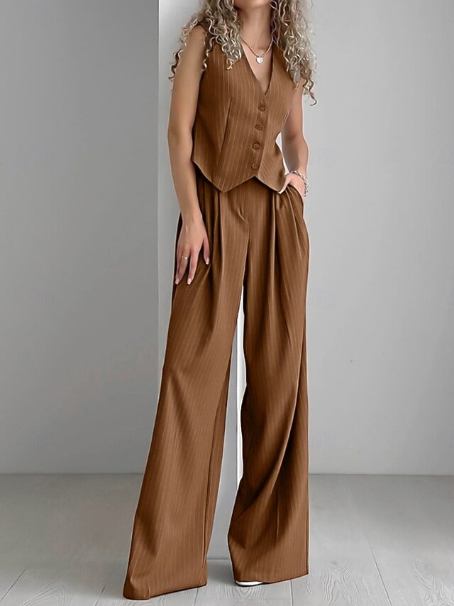 Women's Two Piece Sets Vest Pants Sets Sleeveless V Neck