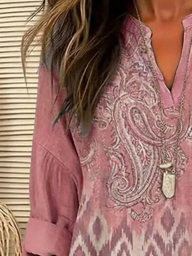 Women's Shirt Tunic Print Graphic Geometric Bohemia Vintage