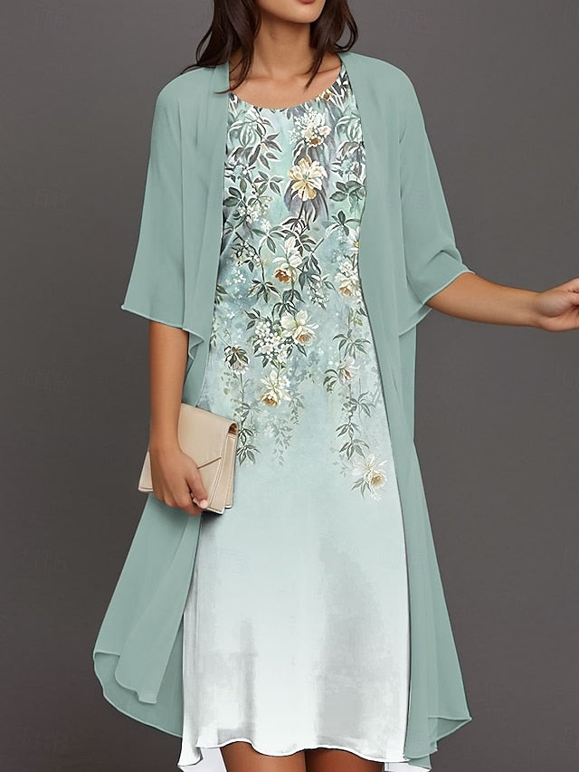Women's Graduation Dress Midi Dress Dress Set Chiffon Dress
