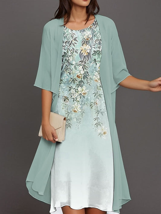 Women's Graduation Dress Midi Dress Dress Set Chiffon Dress