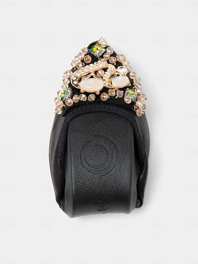 with Rhinestone Foldable Flats Black Women's  Ballet