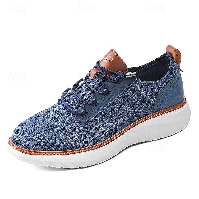 Shoes with Lace-Up Knit Lightweight Sneakers Men's Beige