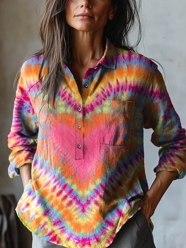 Women's Blouse Print Heart Tie Dye Vacation Vintage Daily