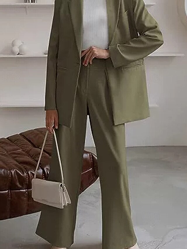 Women's Pants Sets Blazer Suits Long Sleeve Shirt Collar