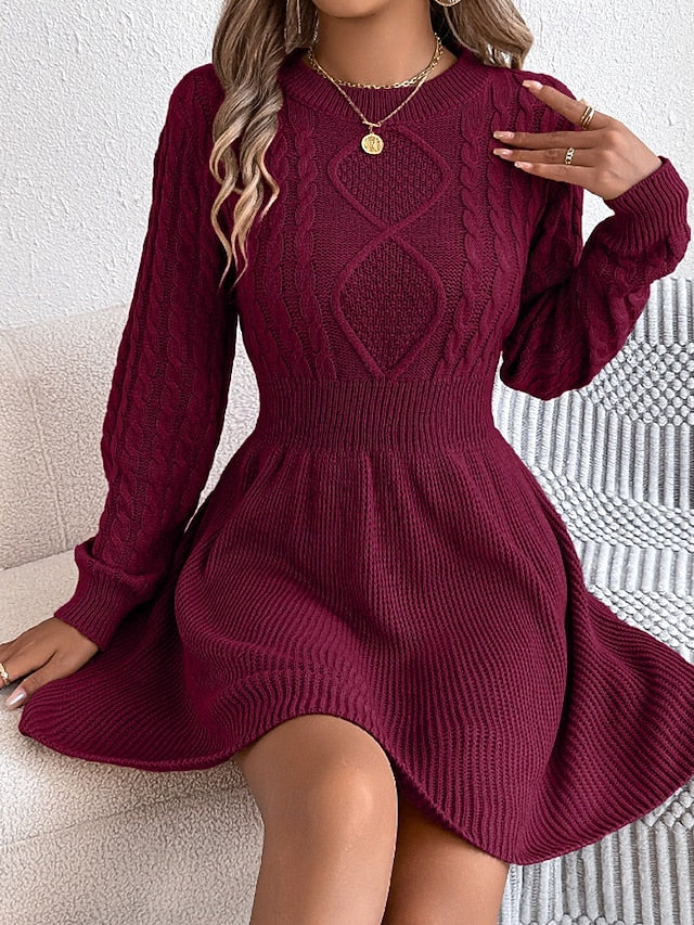 Women's Mini Dress Poly-Cotton Linen Texture Dresses