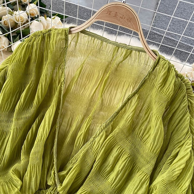 Women's Blouse Chiffon Tops Ruched Plain Stylish Long