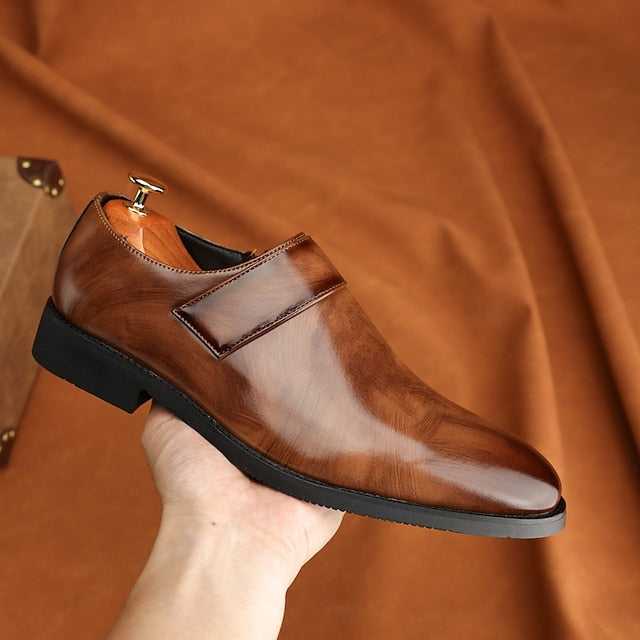 Men's Leather Business Shoes Slip-On Loafers Brown