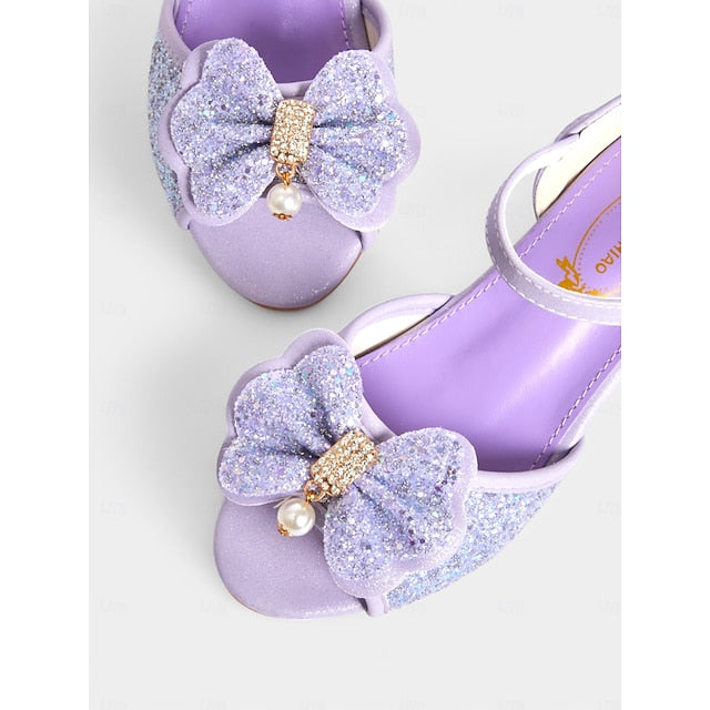 Girls' Bow Purple Pearl Sandals Accent with Glitter