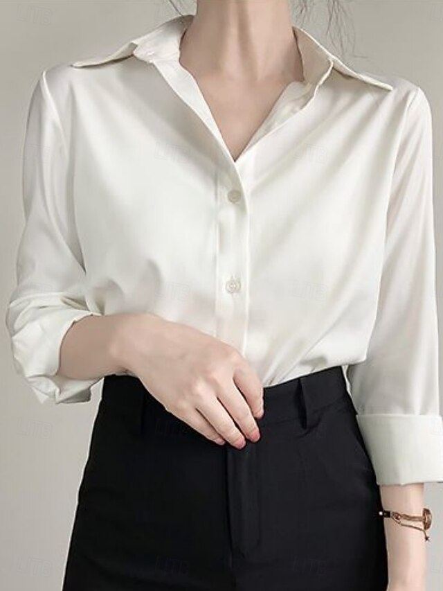 Women's Blouse Buttons Solid Color Elegant Daily Stylish
