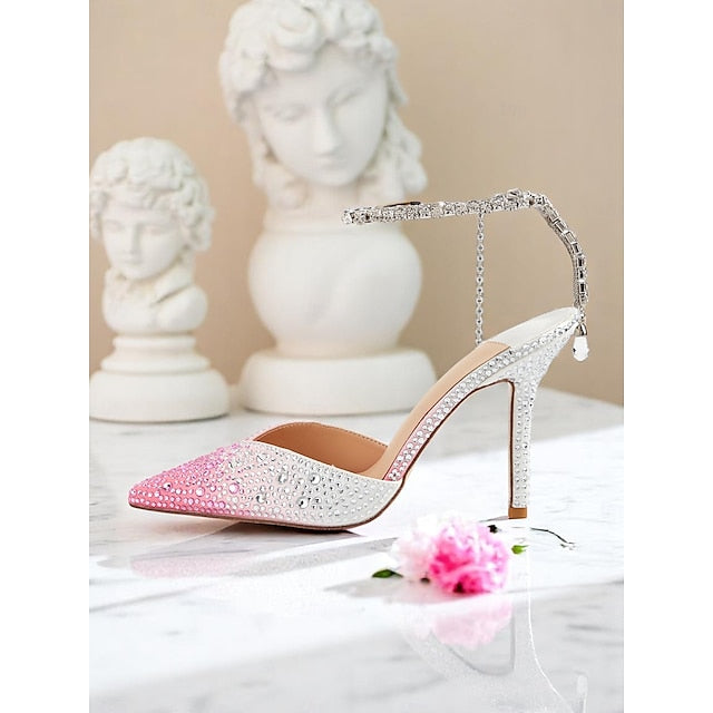 Gradient Women's Heels Slingback Stiletto Crystal with -