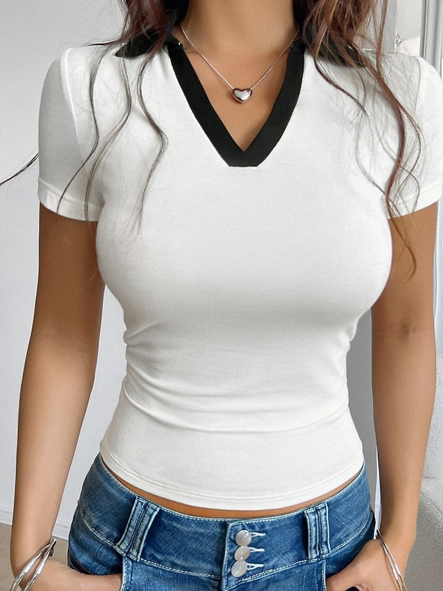 Women's Petite Tee Y2K Slim fit top Elegant Stylish Sexy