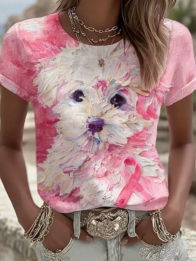 Women's T Shirt Print Graphic Animal Dog Vintage Casual