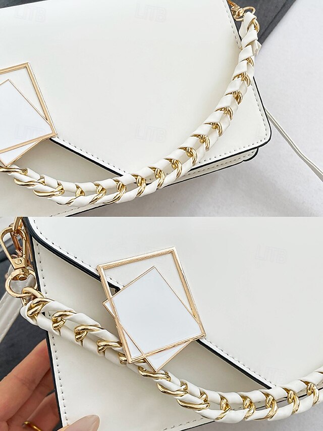 Women's Elegant Faux Leather Crossbody Handbag, Chic Top