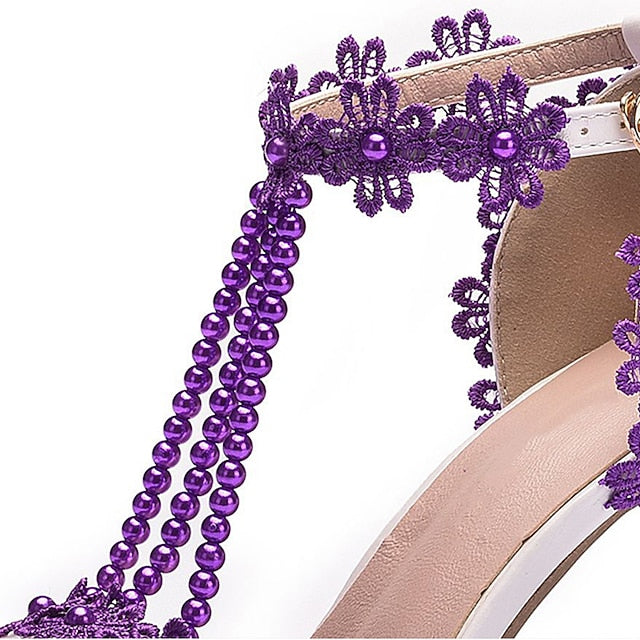 Heel Wedding Pointed Bridal High Women's Lace Shoes