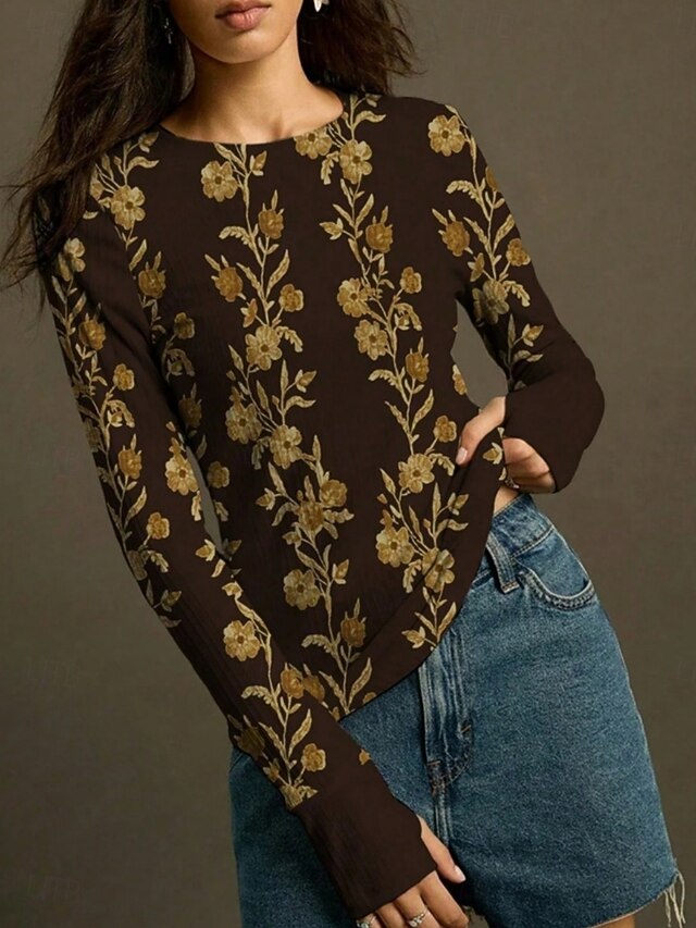 Women's Blouse Print Floral Vintage Stylish Casual Long