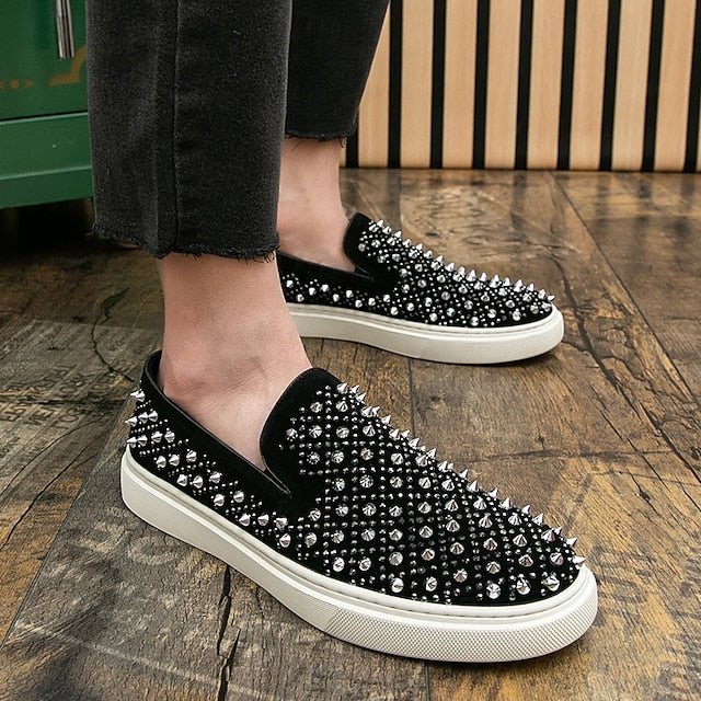 with Men's Elegant Black Pearl - Detailing Shoes Slip-On