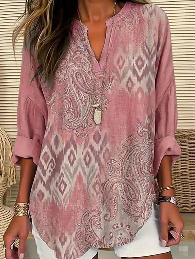 Women's Shirt Tunic Print Graphic Geometric Bohemia Vintage