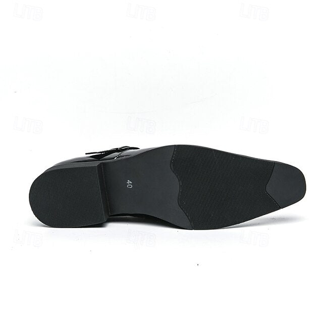 Strap Shoes Leather Men's – Formal Monk Black